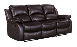 Manual Recliner Sofa In Brown Faux Leather 3 Seater Sofa - thumbnail 4