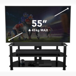 "Avf Classic 1.14M Glass Corner Tv Stand With Cable Management For Tvs Up To 55"" - Black" - thumbnail 2