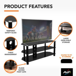 "Avf Classic 1.14M Glass Corner Tv Stand With Cable Management For Tvs Up To 55"" - Black" - thumbnail 5