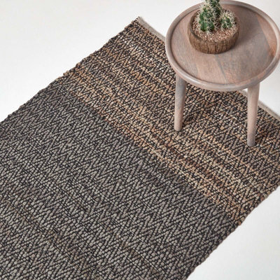 Homescapes Grey Recycled Leather Handwoven Herringbone Rug, 90 X 150 Cm - image 1
