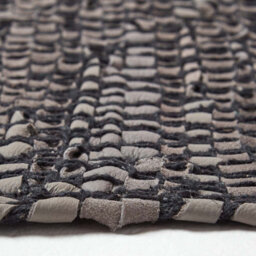 Homescapes Grey Recycled Leather Handwoven Herringbone Rug, 90 X 150 Cm - thumbnail 4