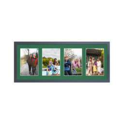 AK Frames 50X20Cm Dark Grey Sleek Multi Photo Frame With Emerald Mount - Holds 4 Apertures (4X) 6X4 Photos - thumbnail 1