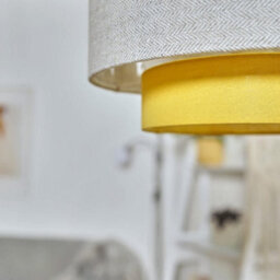 Valuelights Weaver Pair Of Mustard/grey Herringbone Ceiling Lamp Shades - thumbnail 2