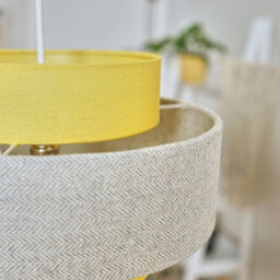 Valuelights Weaver Pair Of Mustard/grey Herringbone Ceiling Lamp Shades - thumbnail 4