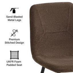Fwstyle Esme Set Of 2 Dark Brown Linen Upholstered Black Steel Frame Dining Chairs - thumbnail 3