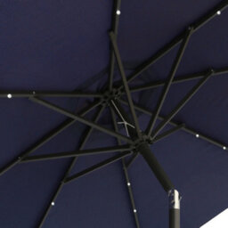 Rinse Bathrooms Blue Garden Parasol With Solar Powered Lights With Tilt And Crank Handle Outdoor Patio Umbrella Mechanism 2.7M - thumbnail 7