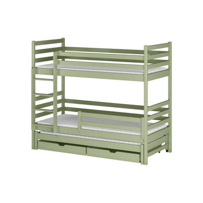 Arte Luke Bunk Bed With Trundle And Storage In Olive 90X190Cm - Functional Triple Sleeper In Nature-Inspired Finish - image 1