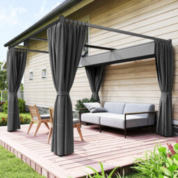 Outsunny 3 X 3(M) Pergola With Retractable Roof And Curtains, Charcoal Grey - thumbnail 8