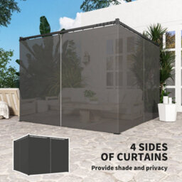 Outsunny 3 X 3(M) Pergola With Retractable Roof And Curtains, Charcoal Grey - thumbnail 5