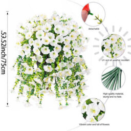 2 Pack 75Cm Outdoor Artificial Flowers, Hanging Plants, Faux Hanging Baskets - thumbnail 2