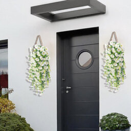 2 Pack 75Cm Outdoor Artificial Flowers, Hanging Plants, Faux Hanging Baskets - thumbnail 5