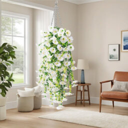 2 Pack 75Cm Outdoor Artificial Flowers, Hanging Plants, Faux Hanging Baskets - thumbnail 6