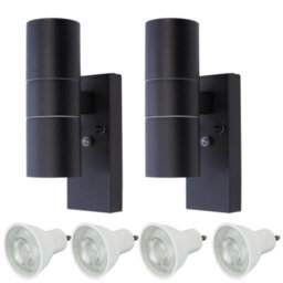 Hispec Coral Up And Down Lighting With Photocell - Black: 2X Lights & 4X Gu10 - thumbnail 1