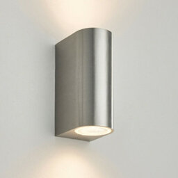 Ip44 Outdoor Up & Down Wall Light Brushed Aluminium Twin Gu10 Modern Accent Lamp - thumbnail 4