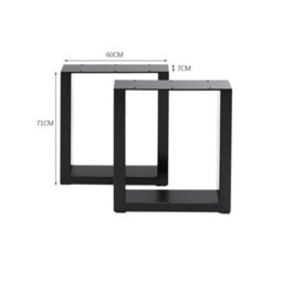 Darphe Pair Of Black Rectangular Metal Legs For Dining, Coffee, Or Bench Tables, 60Cm W X 71Cm H - thumbnail 3