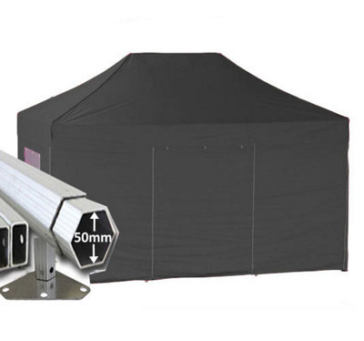 Crocodile Trading 3M X 2M Extreme 50 Commercial Instant Shelter Pop Up Gazebos Frame, Canopy & Sides - Black - image 1