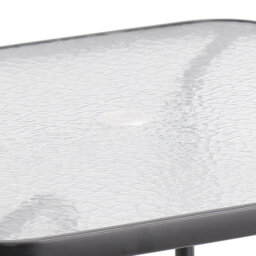 Urbn-Living Urbnliving 80Cm Square Tempered Glass Patio Table Black Metal Parasol Hole Garden Furniture - thumbnail 3