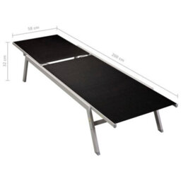 Vidaxl Sun Lounger Steel And Textilene Black - thumbnail 7