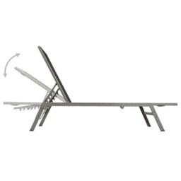 Vidaxl Sun Lounger Steel And Textilene Black - thumbnail 5