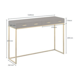 Wyld Haus Mandalo Brown Shagreen Console Table With Brass Frame, 2 Drawers - thumbnail 5
