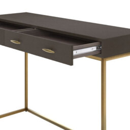 Wyld Haus Mandalo Brown Shagreen Console Table With Brass Frame, 2 Drawers - thumbnail 4