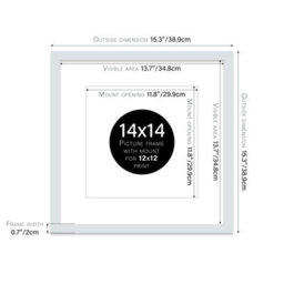 "14X14"" Light Grey Picture Frame - 14X14"" Square Frame With 12X12"" Mount For 14X14""/12X12"" Pictures Moderrn Style Thin Edge, 1 Pack" - thumbnail 2
