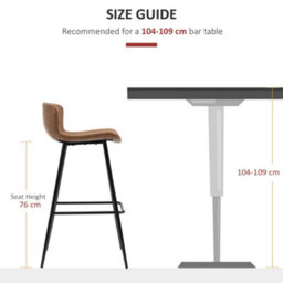 Homcom Bar Stools Set Of 2, Pu Leather Bar Chairs With Back And Steel Legs - thumbnail 7