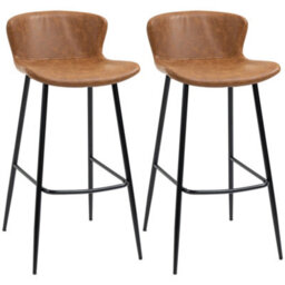 Homcom Bar Stools Set Of 2, Pu Leather Bar Chairs With Back And Steel Legs - thumbnail 2
