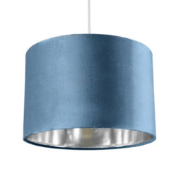 CGC Lighting Cgc Nila Luxury Teal Velvet & Silver Round Pendant Drum Shade - thumbnail 4