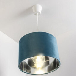 CGC Lighting Cgc Nila Luxury Teal Velvet & Silver Round Pendant Drum Shade - thumbnail 5