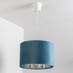CGC Lighting Cgc Nila Luxury Teal Velvet & Silver Round Pendant Drum Shade - thumbnail 2