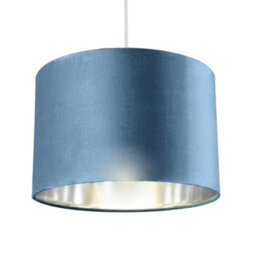 CGC Lighting Cgc Nila Luxury Teal Velvet & Silver Round Pendant Drum Shade - thumbnail 3
