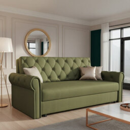 Viva Roma Iv Living Room Sofa Bed Has Storage Polyurethane Foam Hr Foam Wave Spring Metal Legs 188X85X98Cm Olive