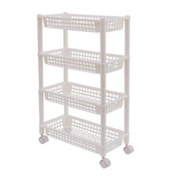 Clarsen White 4-Tier Rolling Trolley With Ventilated Trays, Under-Counter Storage Solution - thumbnail 2