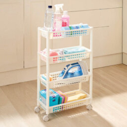 Clarsen White 4-Tier Rolling Trolley With Ventilated Trays, Under-Counter Storage Solution - thumbnail 1