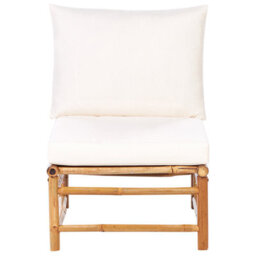 Beliani Garden Corner Sofa With Table 4 Seater Cerreto Left Hand Off-White Bamboo - thumbnail 5