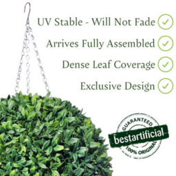 Best Artificial 28Cm Green Olive Grass Hanging Basket Topiary Ball - Suitable For Outdoor Use - Weather & Fade Resistant - thumbnail 2