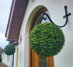 Best Artificial 28Cm Green Olive Grass Hanging Basket Topiary Ball - Suitable For Outdoor Use - Weather & Fade Resistant - thumbnail 7