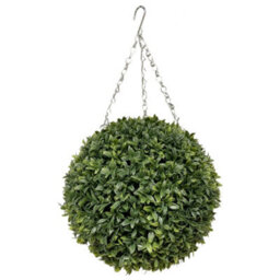 Best Artificial 28Cm Green Olive Grass Hanging Basket Topiary Ball - Suitable For Outdoor Use - Weather & Fade Resistant - thumbnail 1