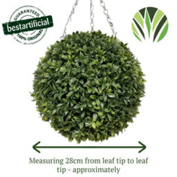 Best Artificial 28Cm Green Olive Grass Hanging Basket Topiary Ball - Suitable For Outdoor Use - Weather & Fade Resistant - thumbnail 4