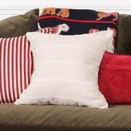 Dempsey Cotton Stripe Stitching 45Cm Cushion Cover In Antique Cream