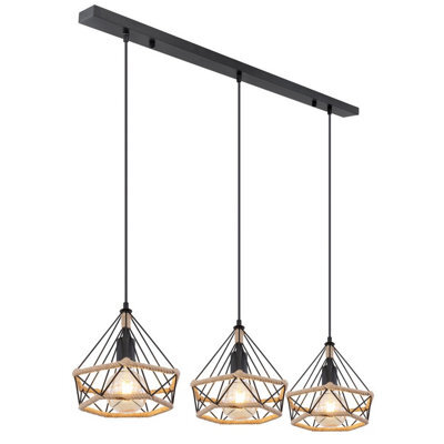 Luminosa Lighting Luminosa Ulleu Bar Pendant Ceiling Light Matt Black 3X E27 - image 1