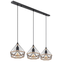 Luminosa Lighting Luminosa Ulleu Bar Pendant Ceiling Light Matt Black 3X E27 - thumbnail 2