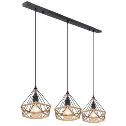 Luminosa Lighting Luminosa Ulleu Bar Pendant Ceiling Light Matt Black 3X E27 - thumbnail 1