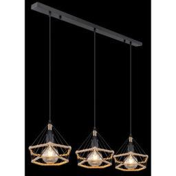 Luminosa Lighting Luminosa Ulleu Bar Pendant Ceiling Light Matt Black 3X E27 - thumbnail 5