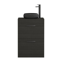 Royal Bathrooms Turin 600mm Freestanding Bathroom Vanity Unit With Sink 2 Drawer Hale Black & Milan Black Countertop Basin - thumbnail 5