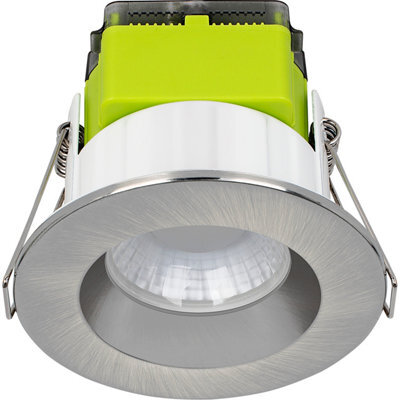 Luceco Ftype Mk2 Brushed Steel Effect Fixed Led Fire-Rated Cool & Warm Downlight 6W Ip65 - image 1
