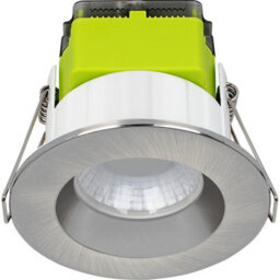 Luceco Ftype Mk2 Brushed Steel Effect Fixed Led Fire-Rated Cool & Warm Downlight 6W Ip65 - thumbnail 1