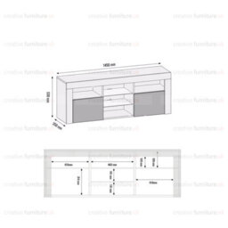 Tv Unit 145Cm Modern White With High Gloss Doors - Creative Furniture - thumbnail 7