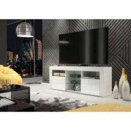 Tv Unit 145Cm Modern White With High Gloss Doors - Creative Furniture - thumbnail 3